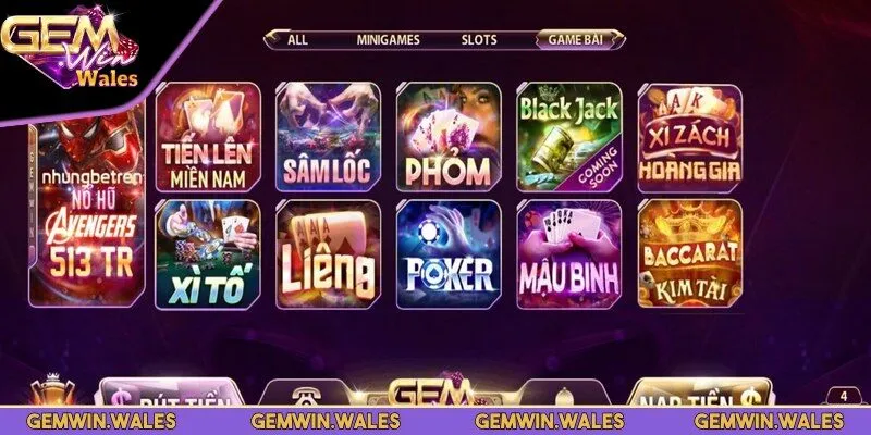Gemwin gây ấn tượng với sảnh game bài độc quyền